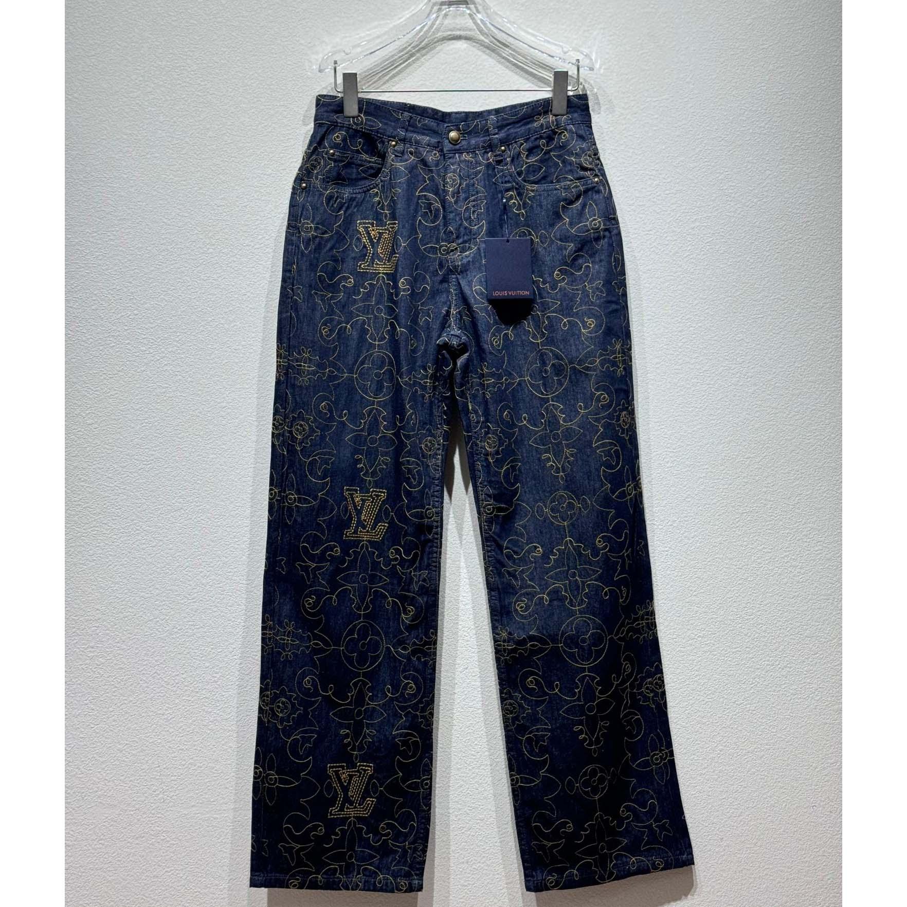 Louis Vuitton Embroidered Denim Pants    - DesignerGu