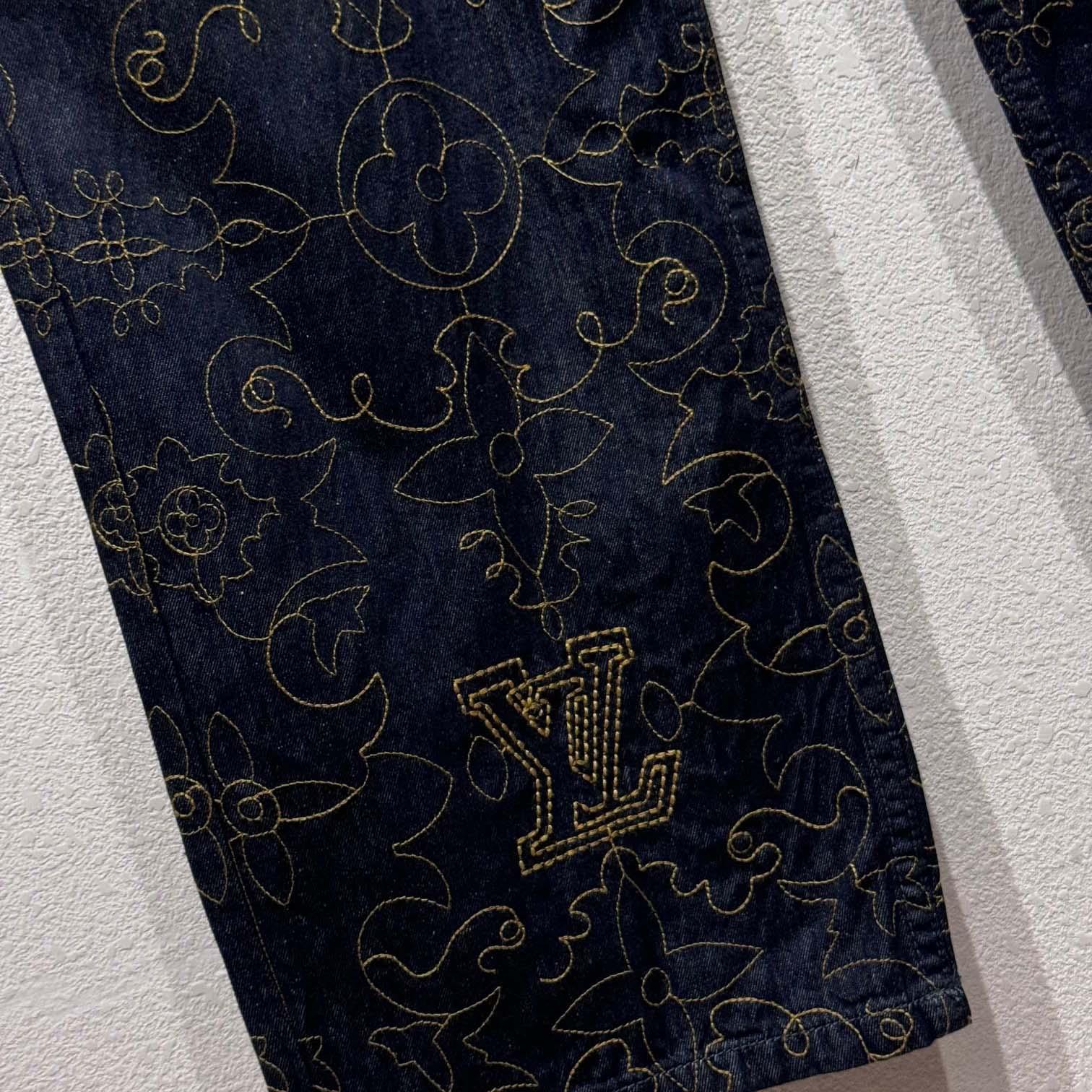 Louis Vuitton Embroidered Denim Pants    - DesignerGu