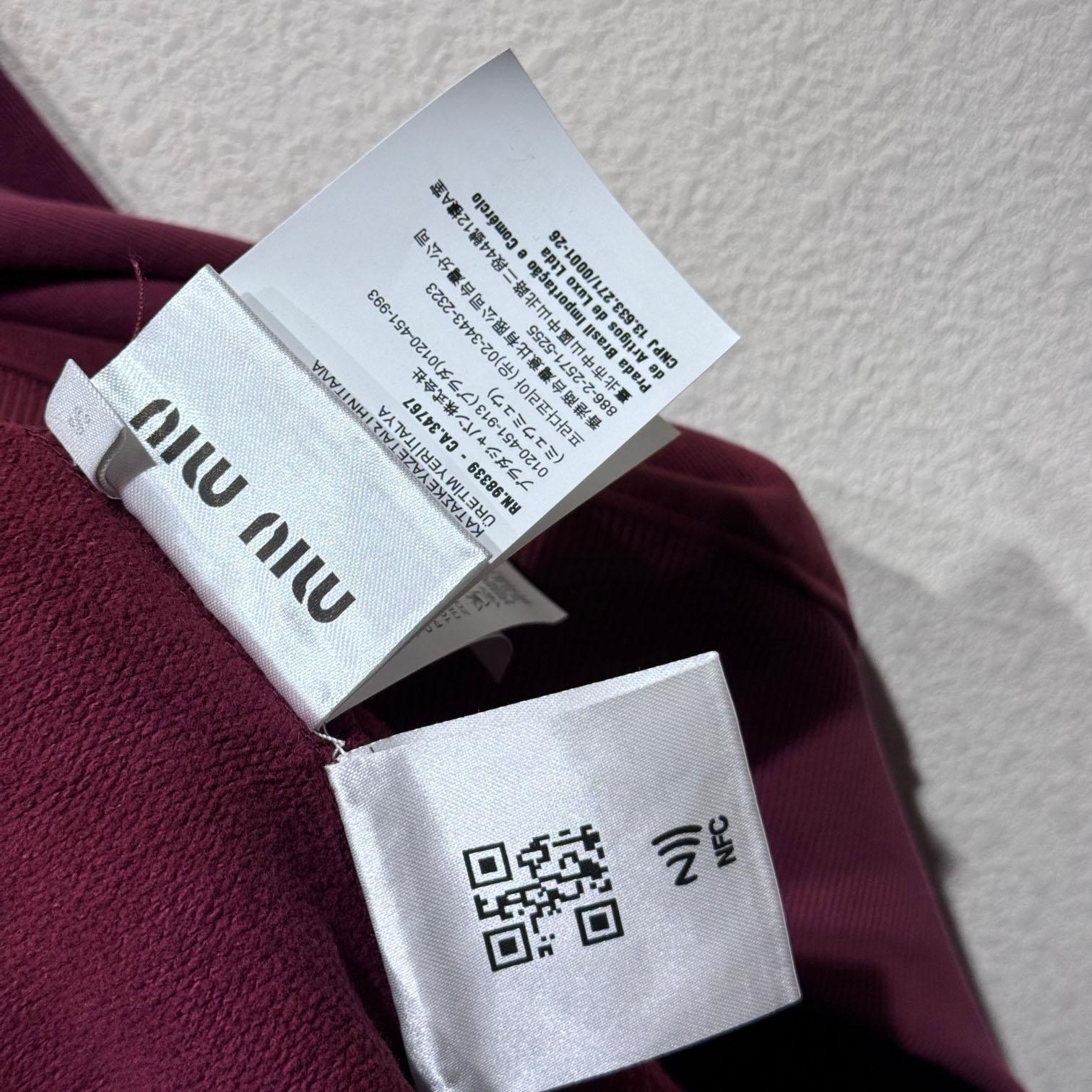 Miu Miu Burgundy Long Sleeve Polo With Logo In Red - DesignerGu