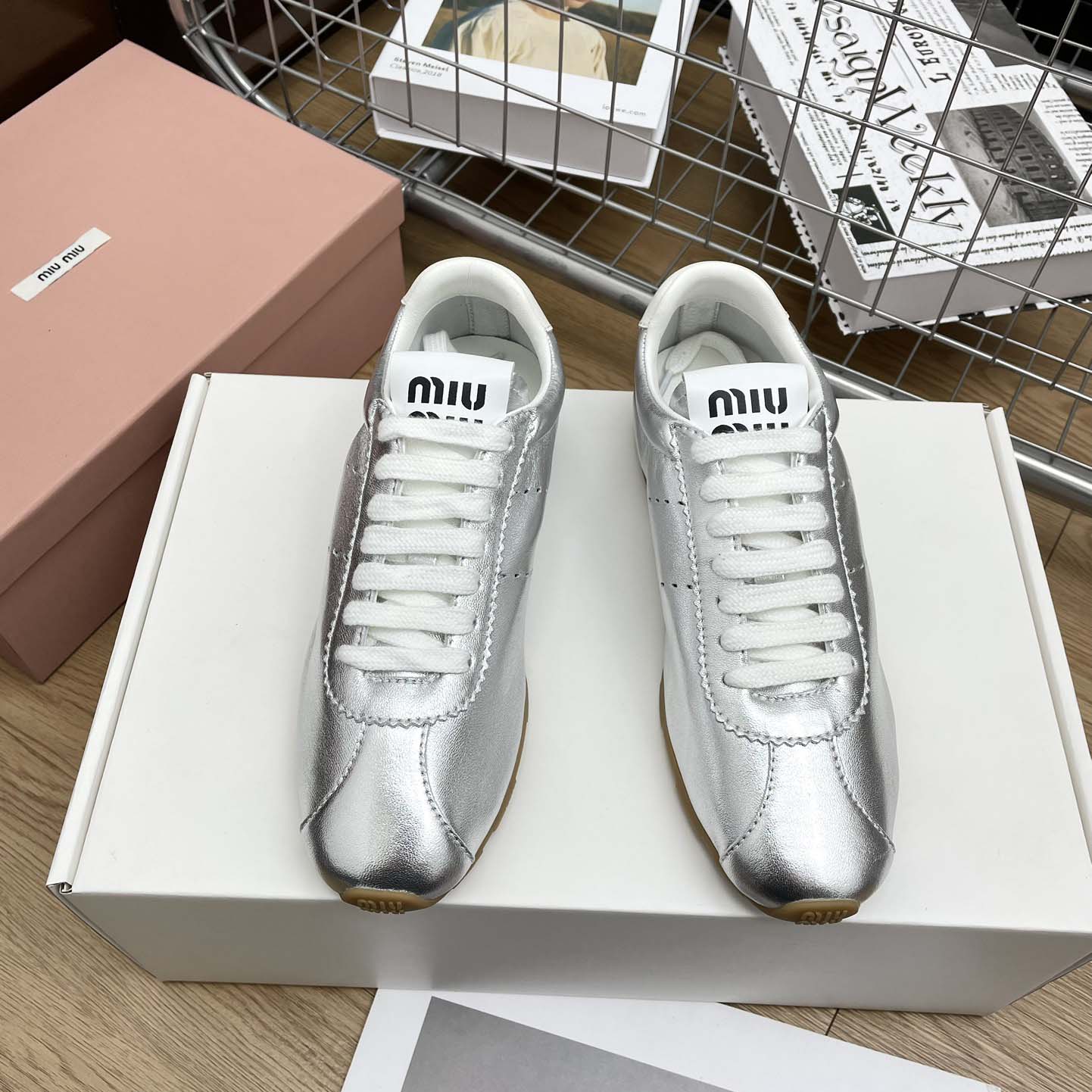 Miu Miu Plume Mordoré Calfskin Sneakers - DesignerGu