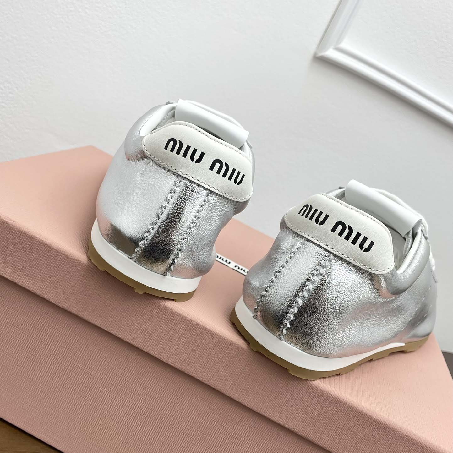 Miu Miu Plume Mordoré Calfskin Sneakers - DesignerGu