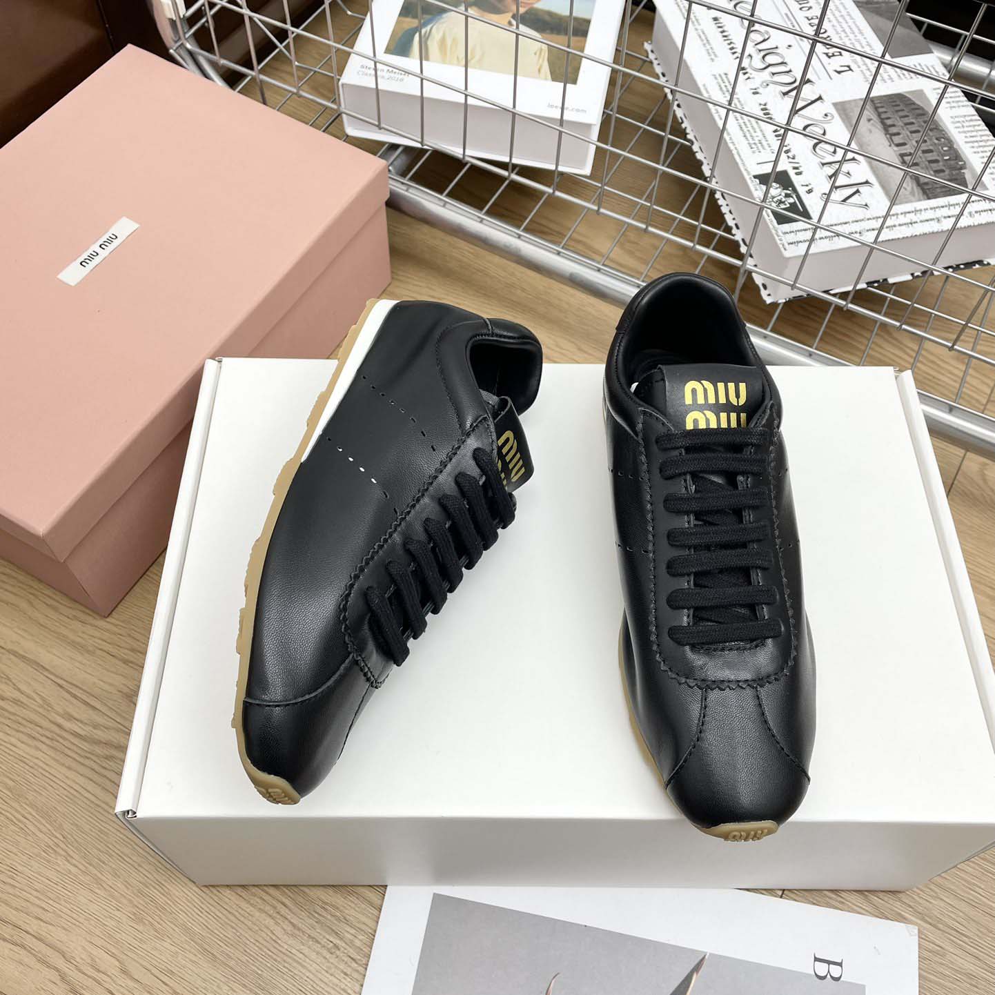 Miu Miu Plume Nappa Leather Sneakers - DesignerGu