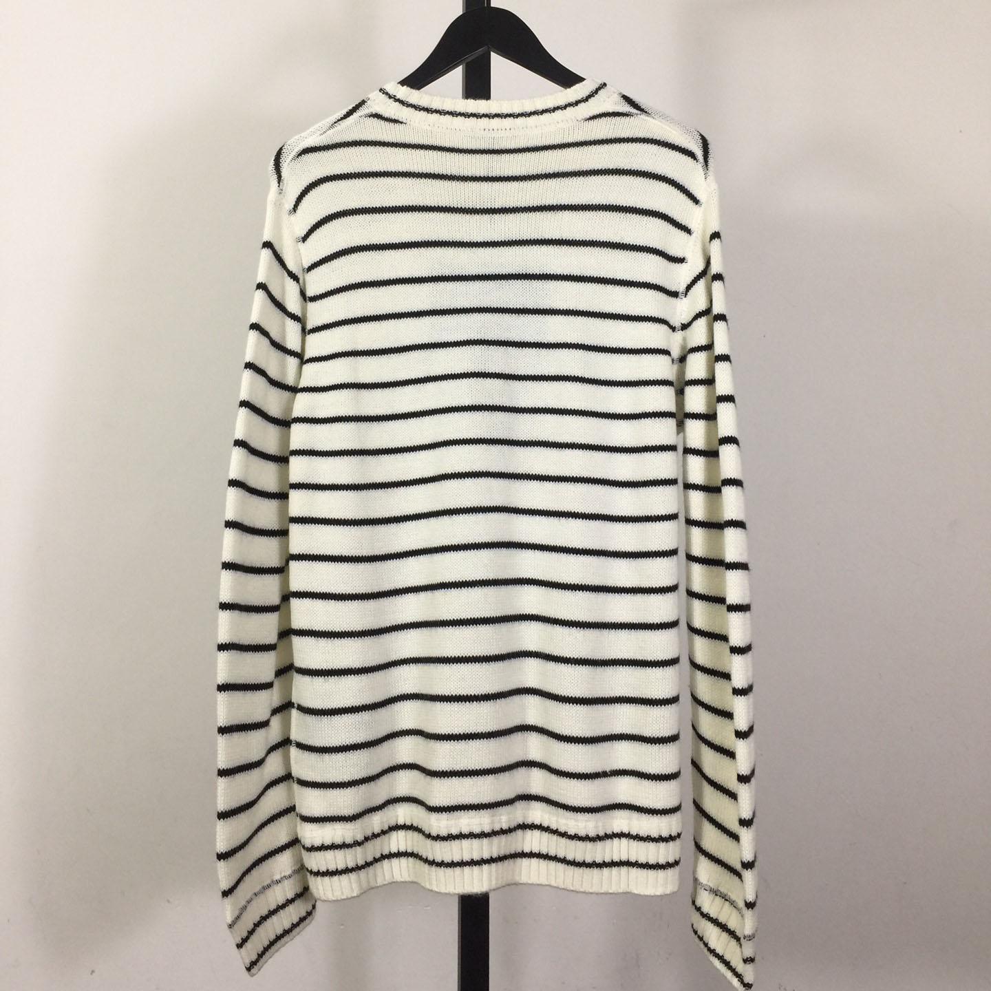 Prada Intarsia-logo Striped Cashmere Jumper - DesignerGu