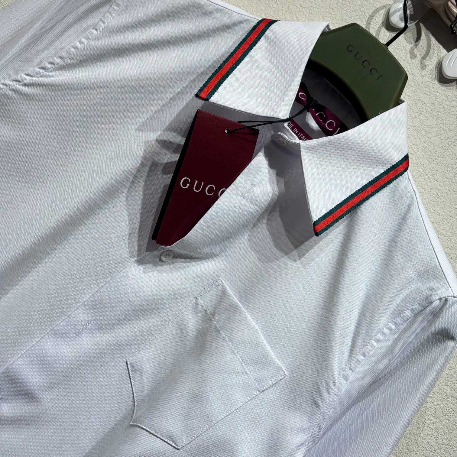 Gucci Oxford Cotton Shirt With Web - DesignerGu