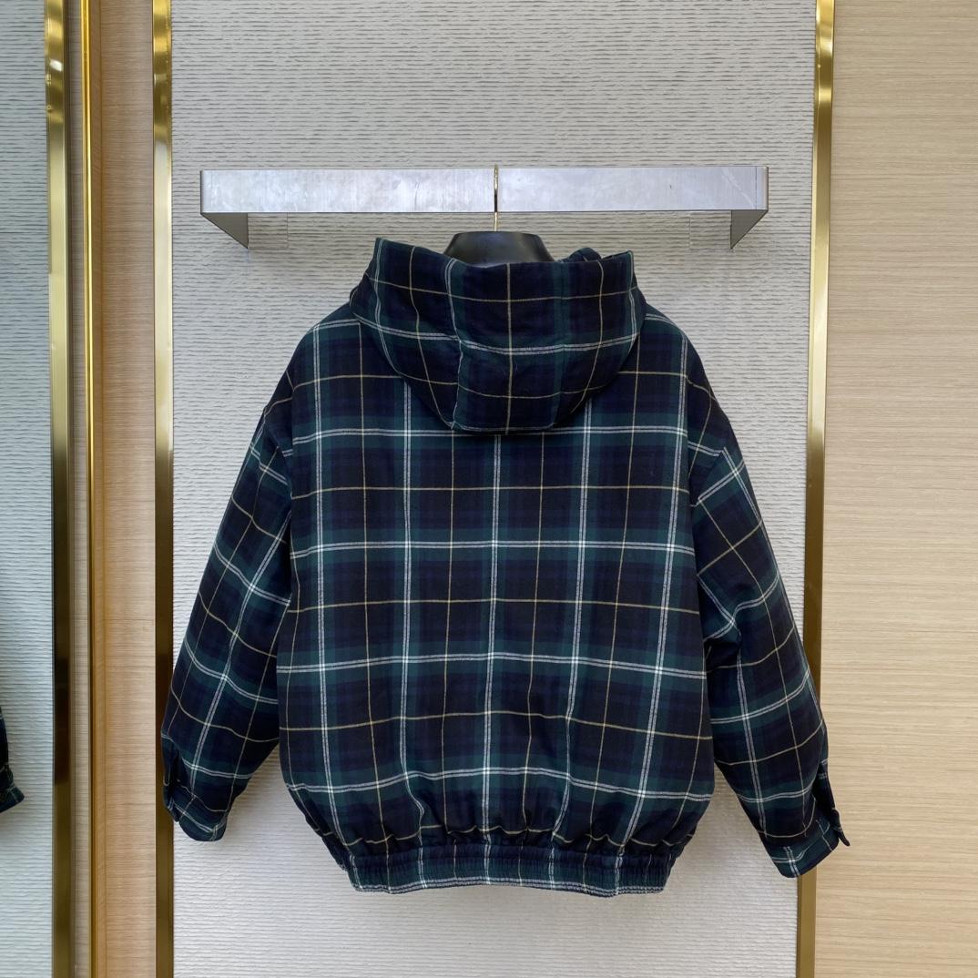 Miu Miu Plaid Hoodie Jacket - DesignerGu