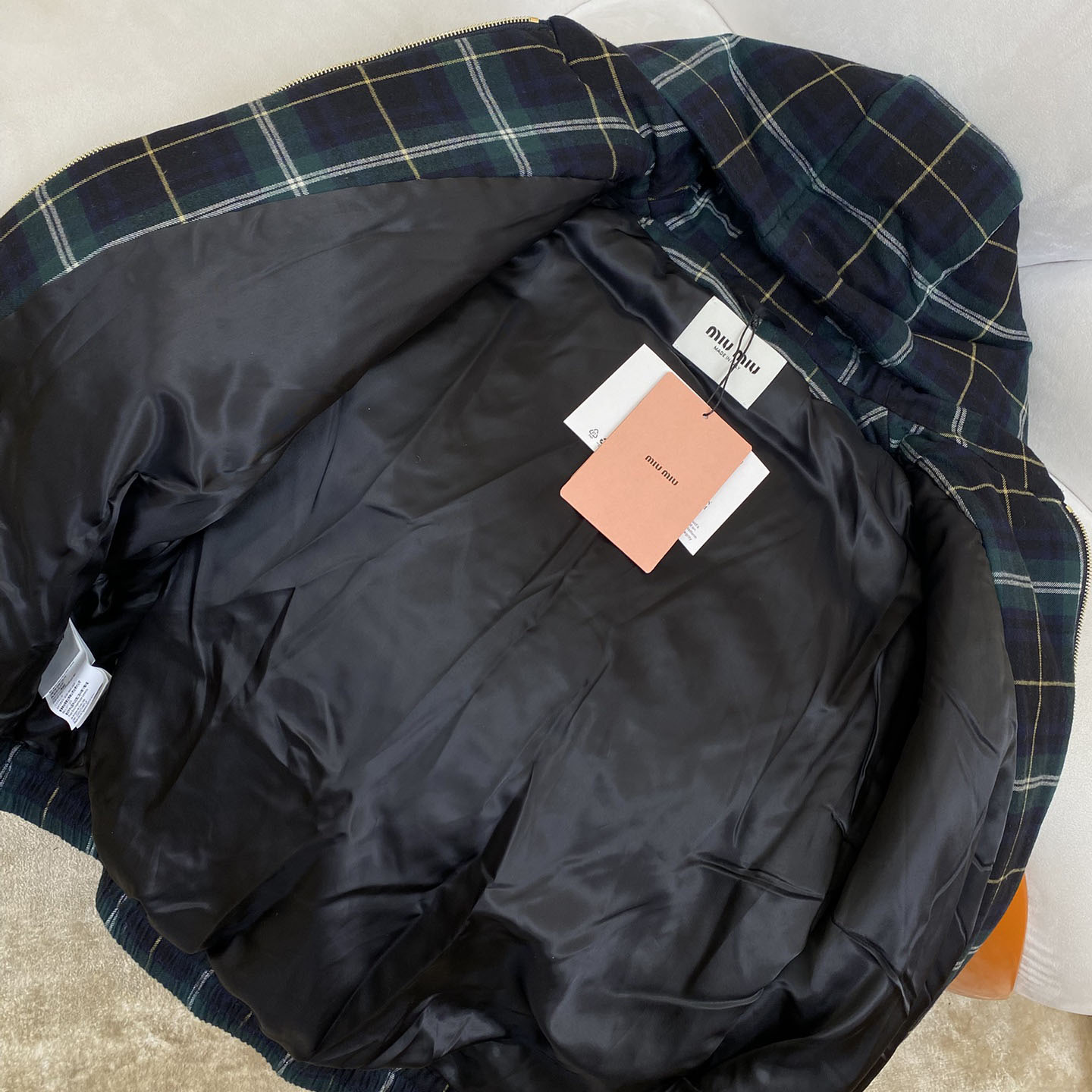 Miu Miu Plaid Hoodie Jacket - DesignerGu