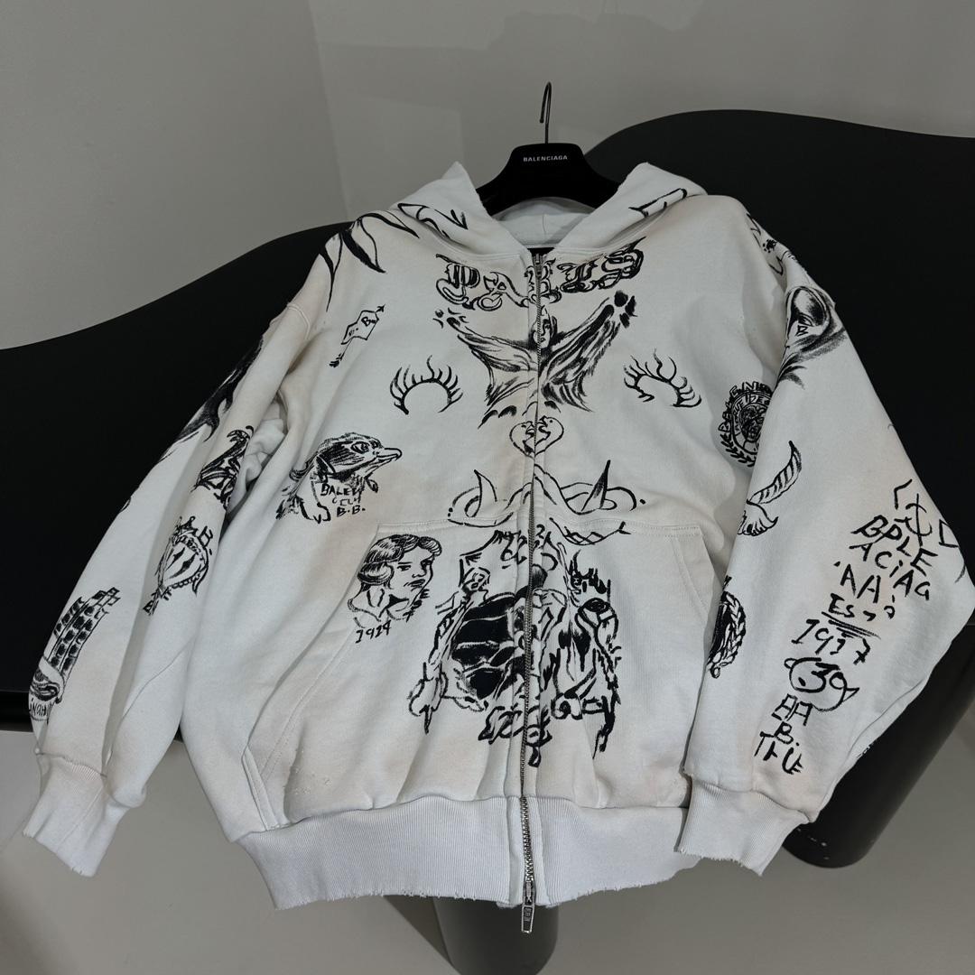 Balenciaga Medium Fit Zip-Up Hoodie - DesignerGu