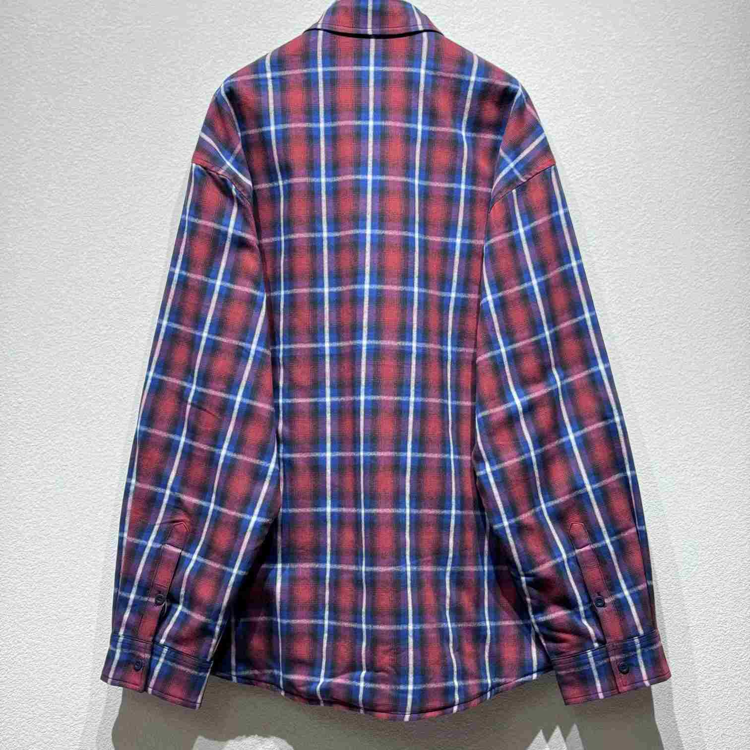 Balenciaga Lined Shirt In Red And Blue - DesignerGu