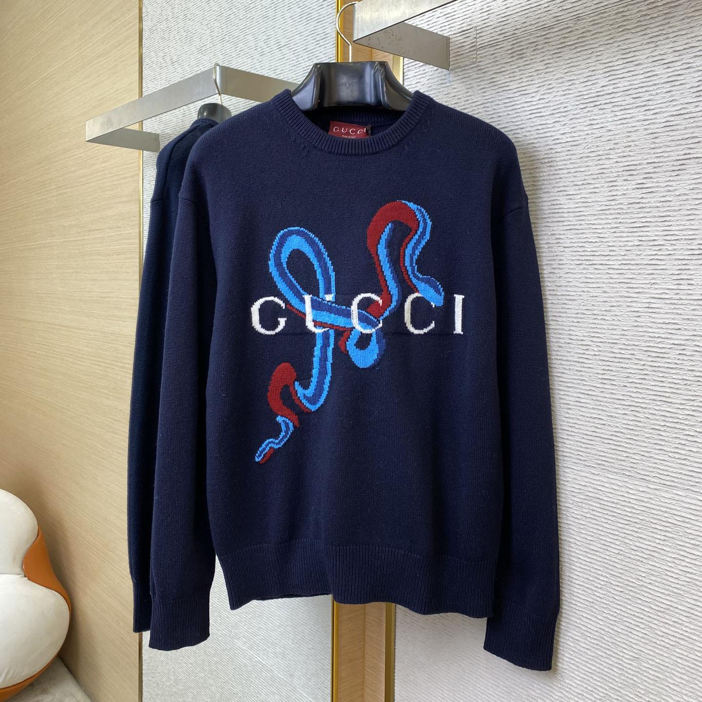 Gucci Wool Cashmere Sweater With Intarsia - DesignerGu