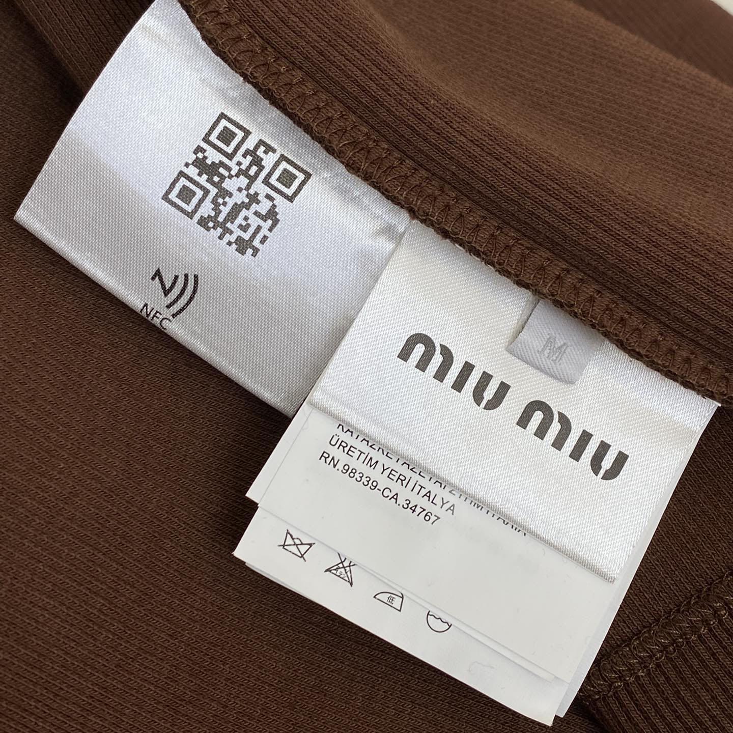 Miu Miu Brown Ribbed Knit Tank Top - DesignerGu