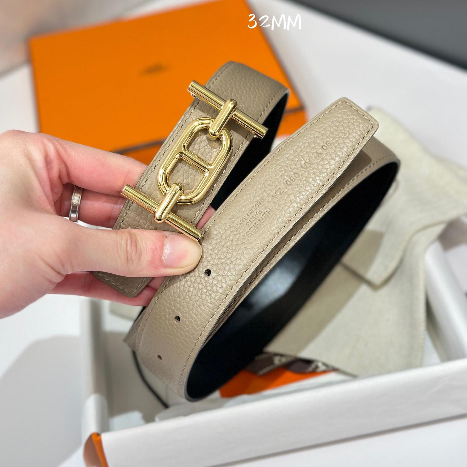 Hermes Ancre Buckle & Reversible Leather Strap 32mm - DesignerGu