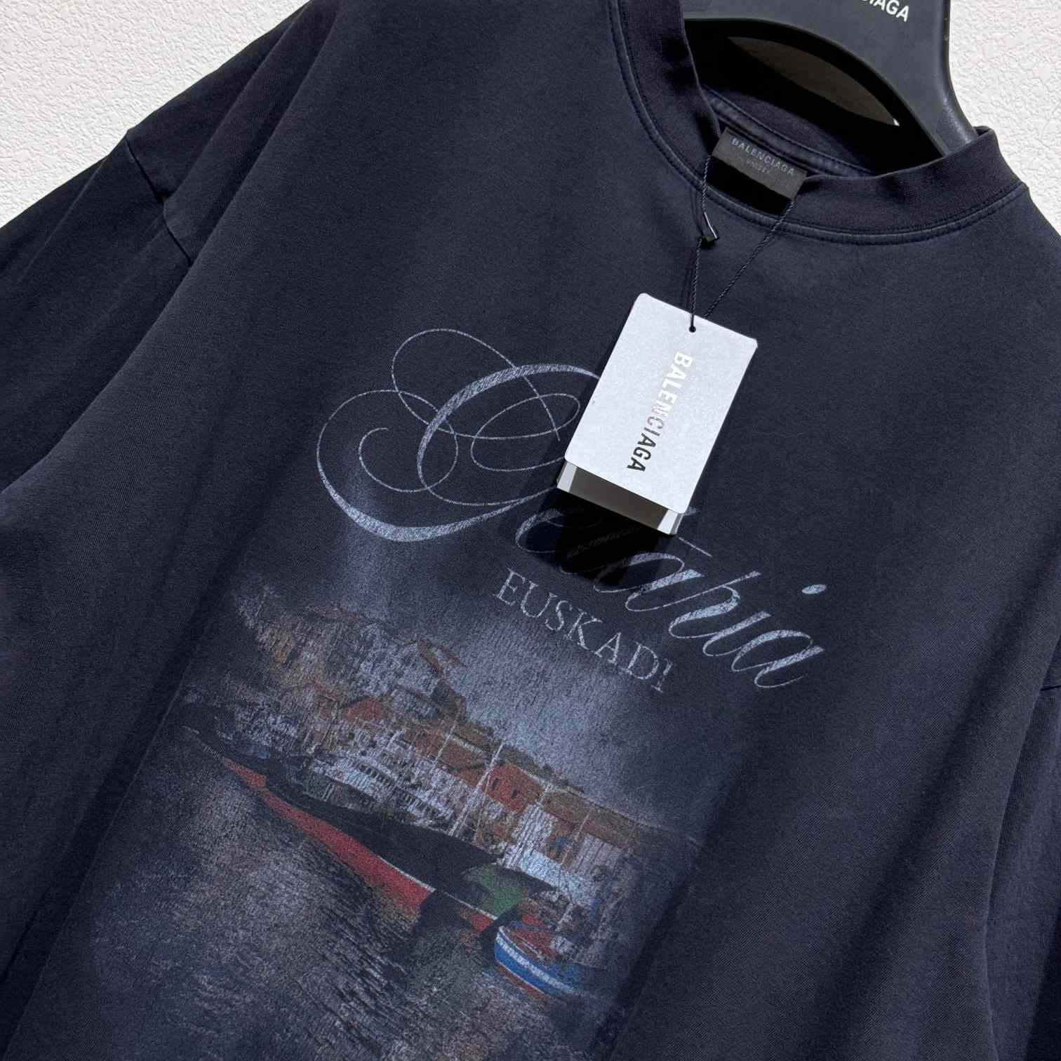 Balenciaga Getaria T-Shirt Oversize Fit In Washed Black Tubular Jersey - DesignerGu