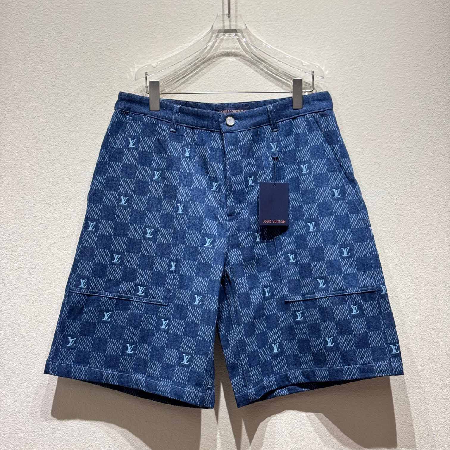 Louis Vuitton Embroidered Damier Denim Shorts  1AFVO5 - DesignerGu