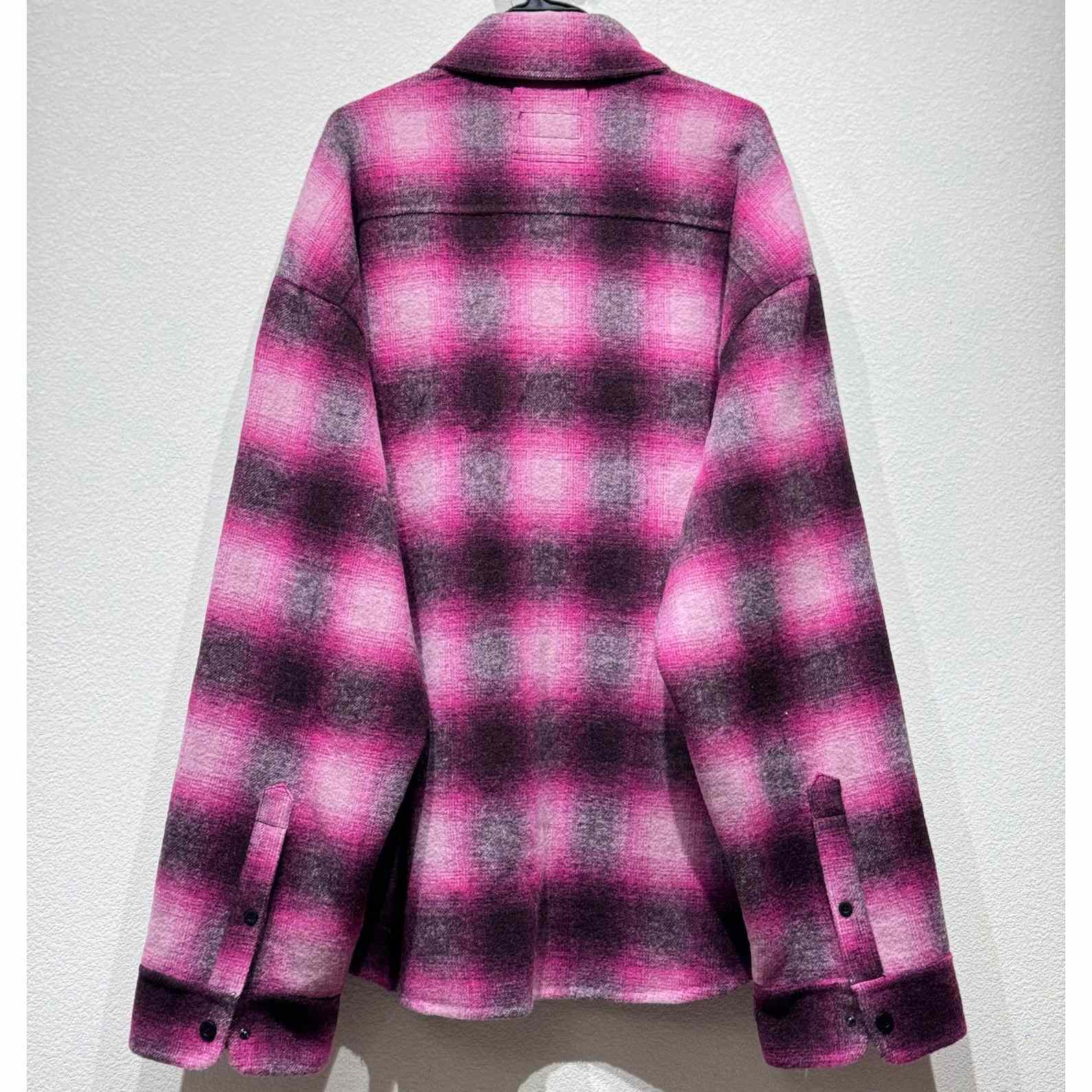 Balenciaga Padded Shirt In Pink And Black Check Flannel - DesignerGu