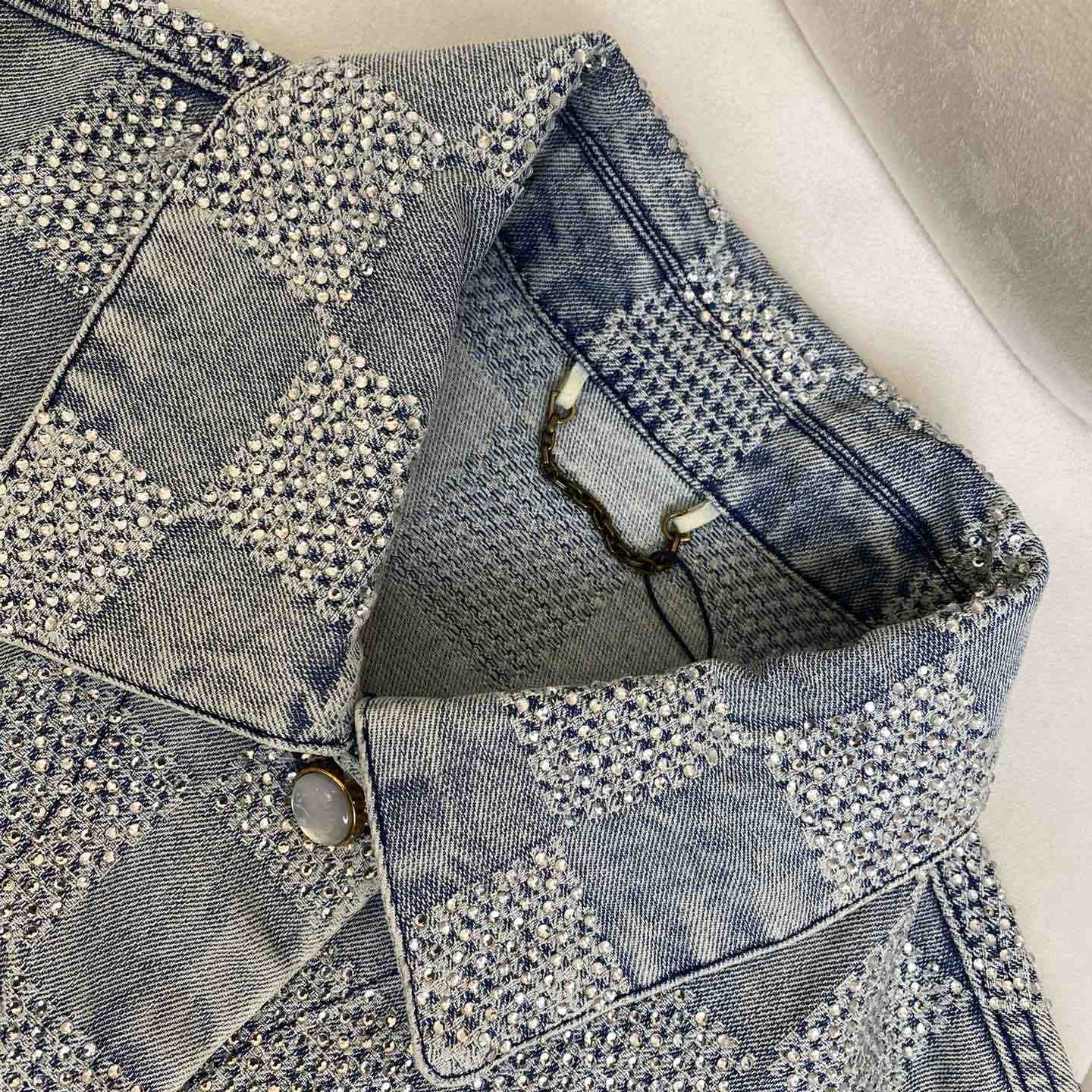 Louis Vuitton Damier Denim Jacket With Crystal - DesignerGu