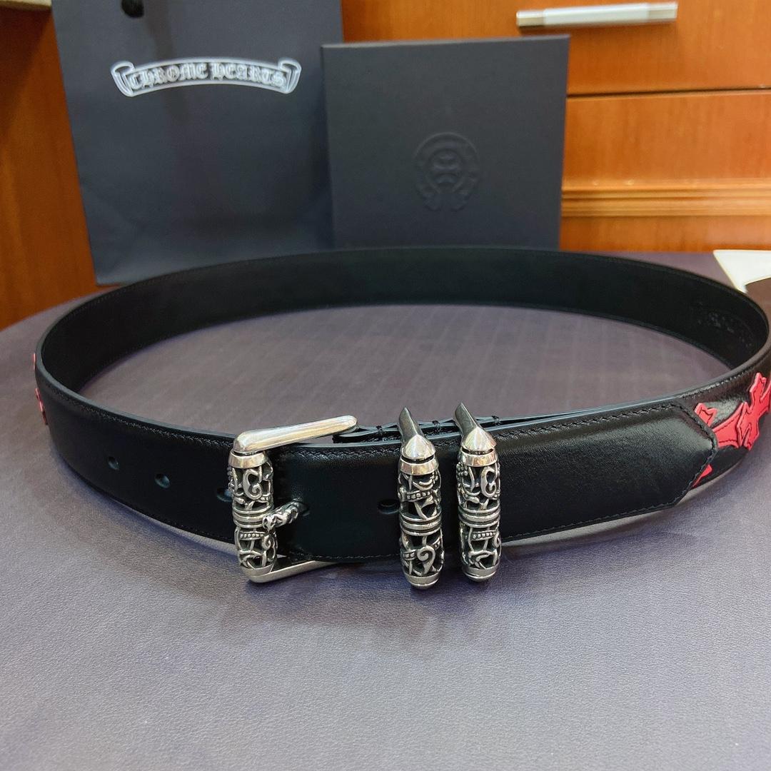 Chrome Hearts Leather Belt   38MM - DesignerGu