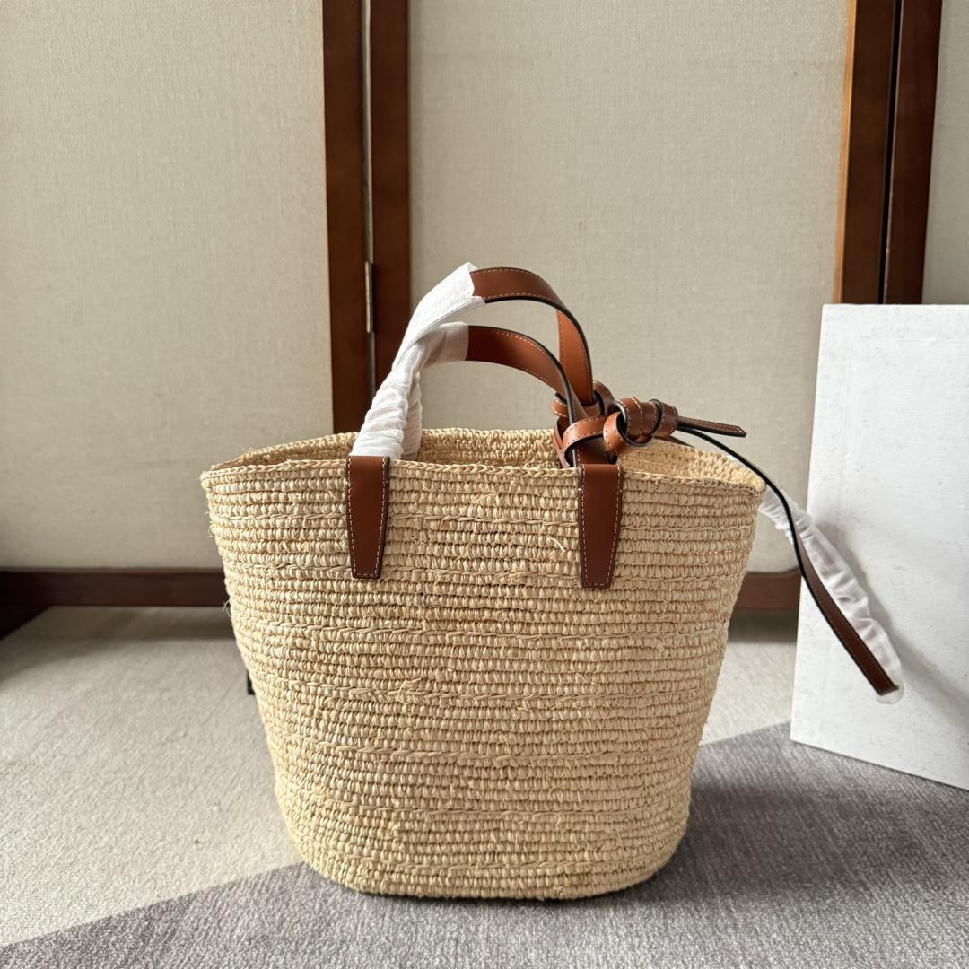 Celine Teen Supple Celine Classic Panier In Raffia And Calfskin - DesignerGu