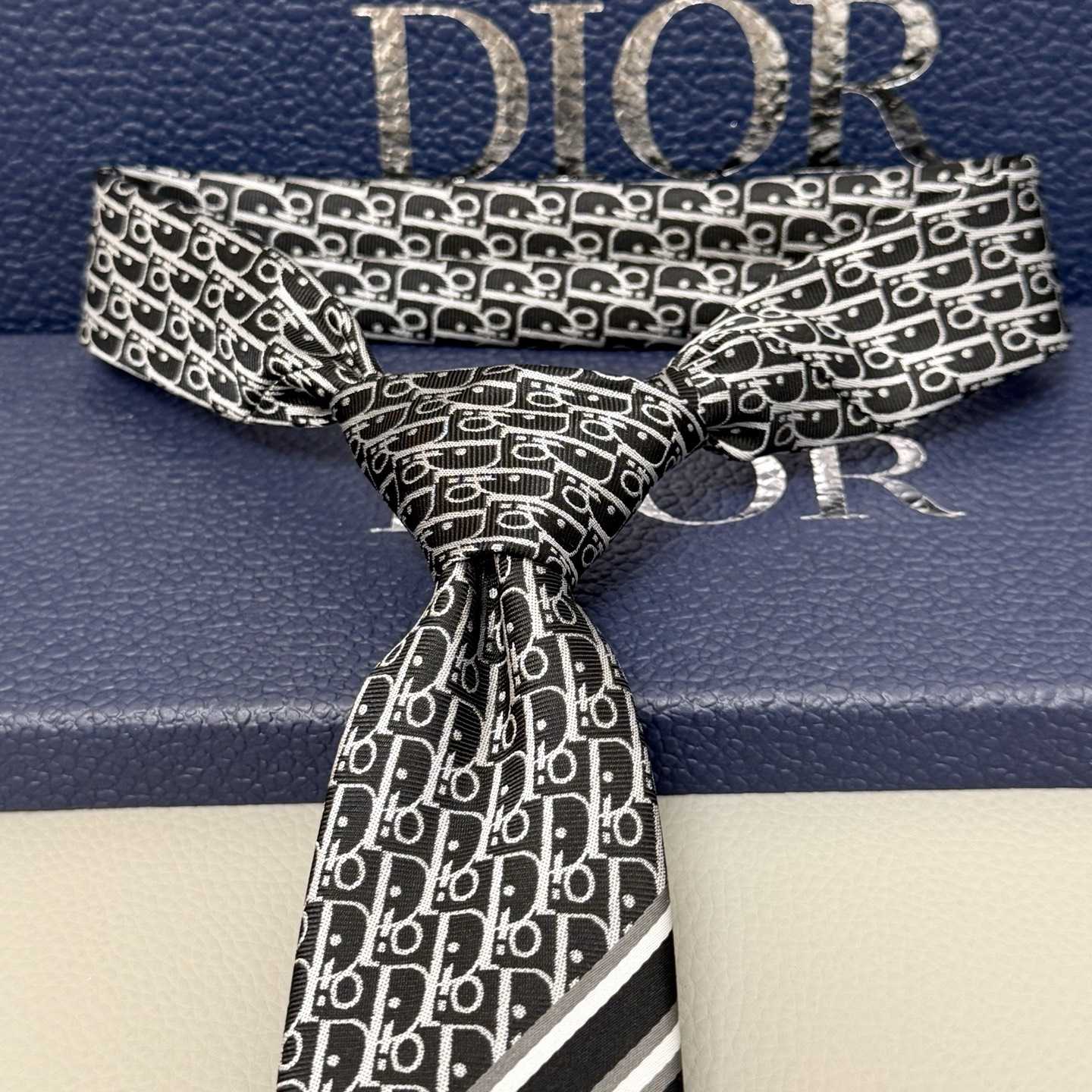 Dior Striped Dior Oblique Tie - DesignerGu