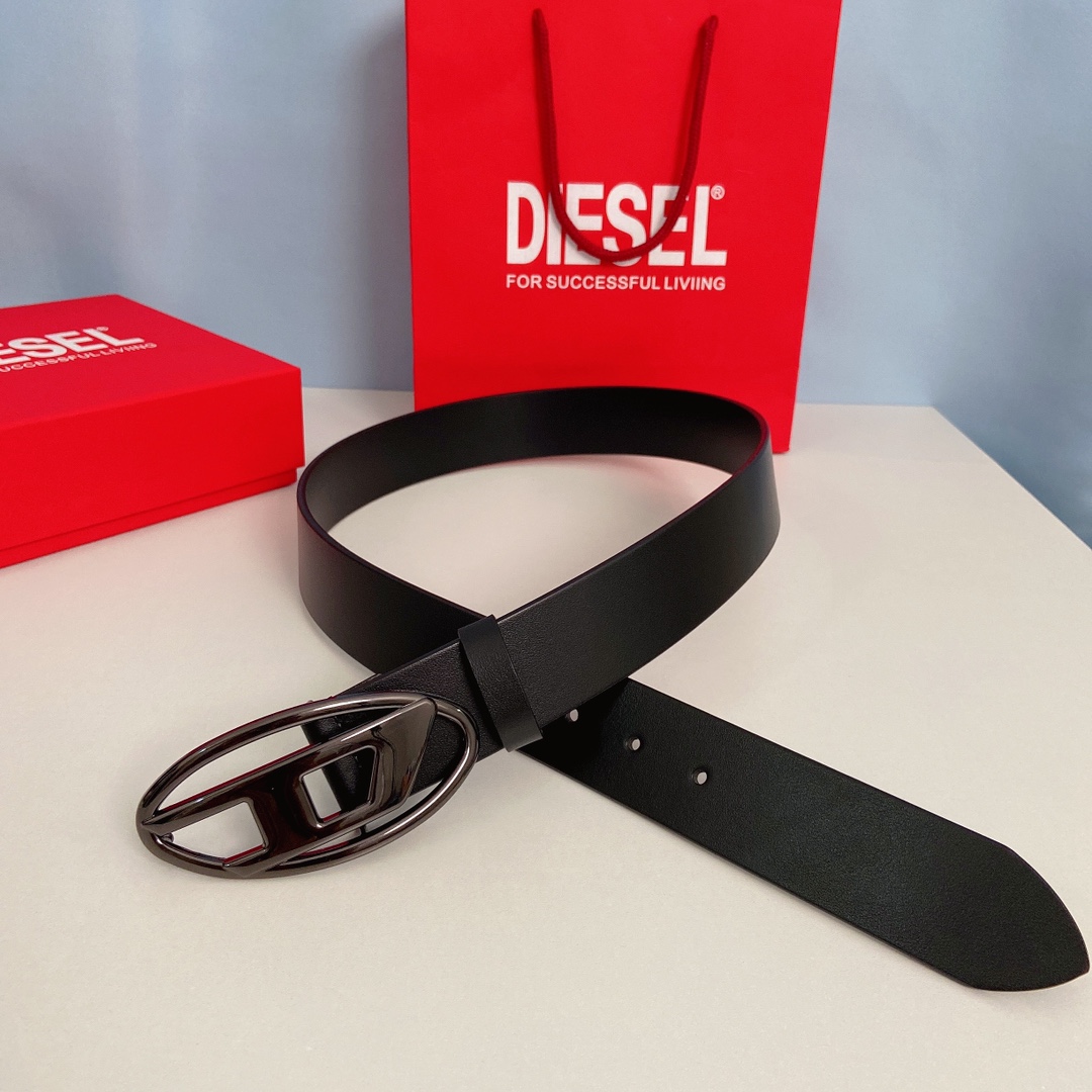 Diesel Black B-1dr Belt   4cm - DesignerGu