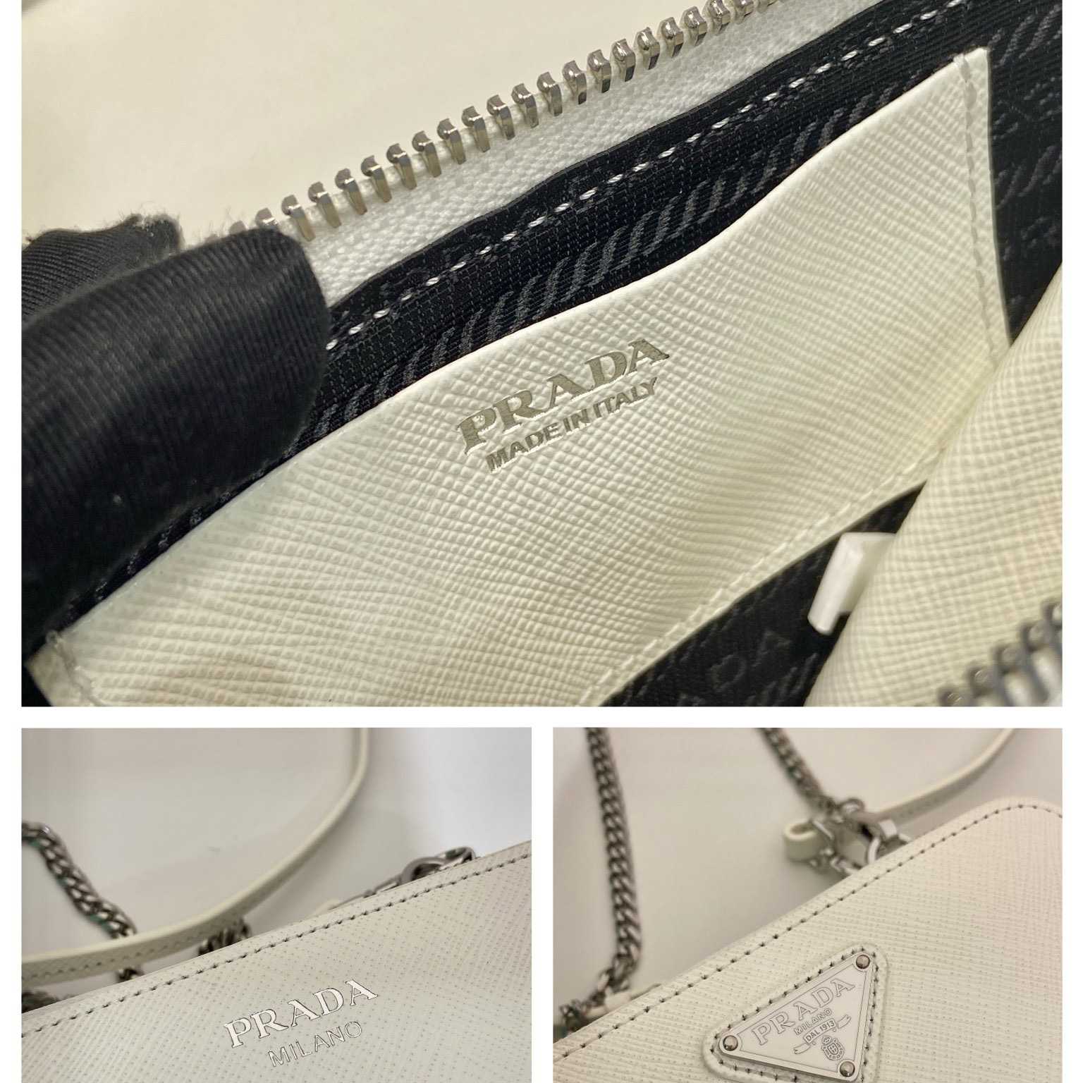 Prada Triangular Embellished Satin And Leather Mini-pouch - DesignerGu