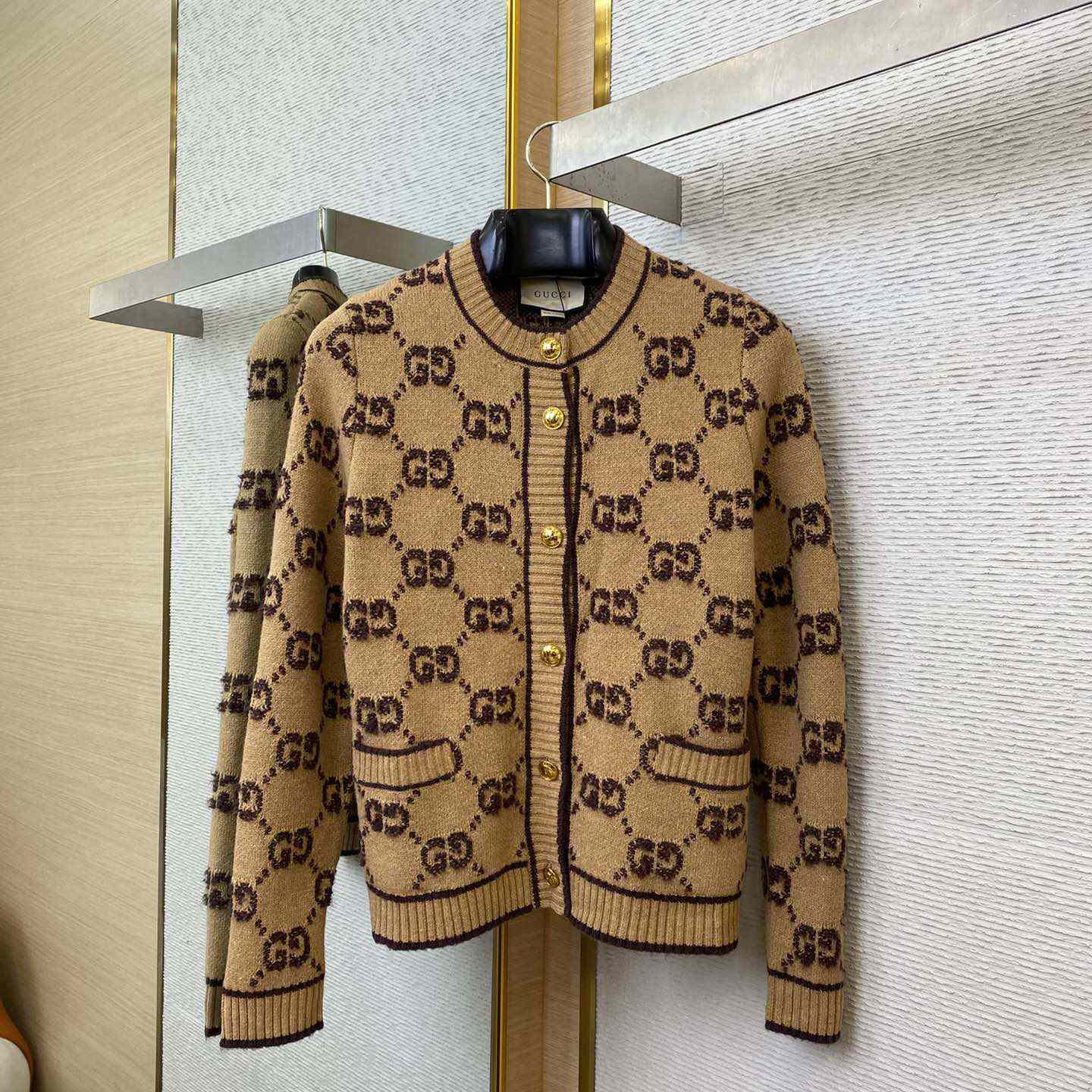 Gucci GG Wool Bouclé Jacquard Cardigan - DesignerGu