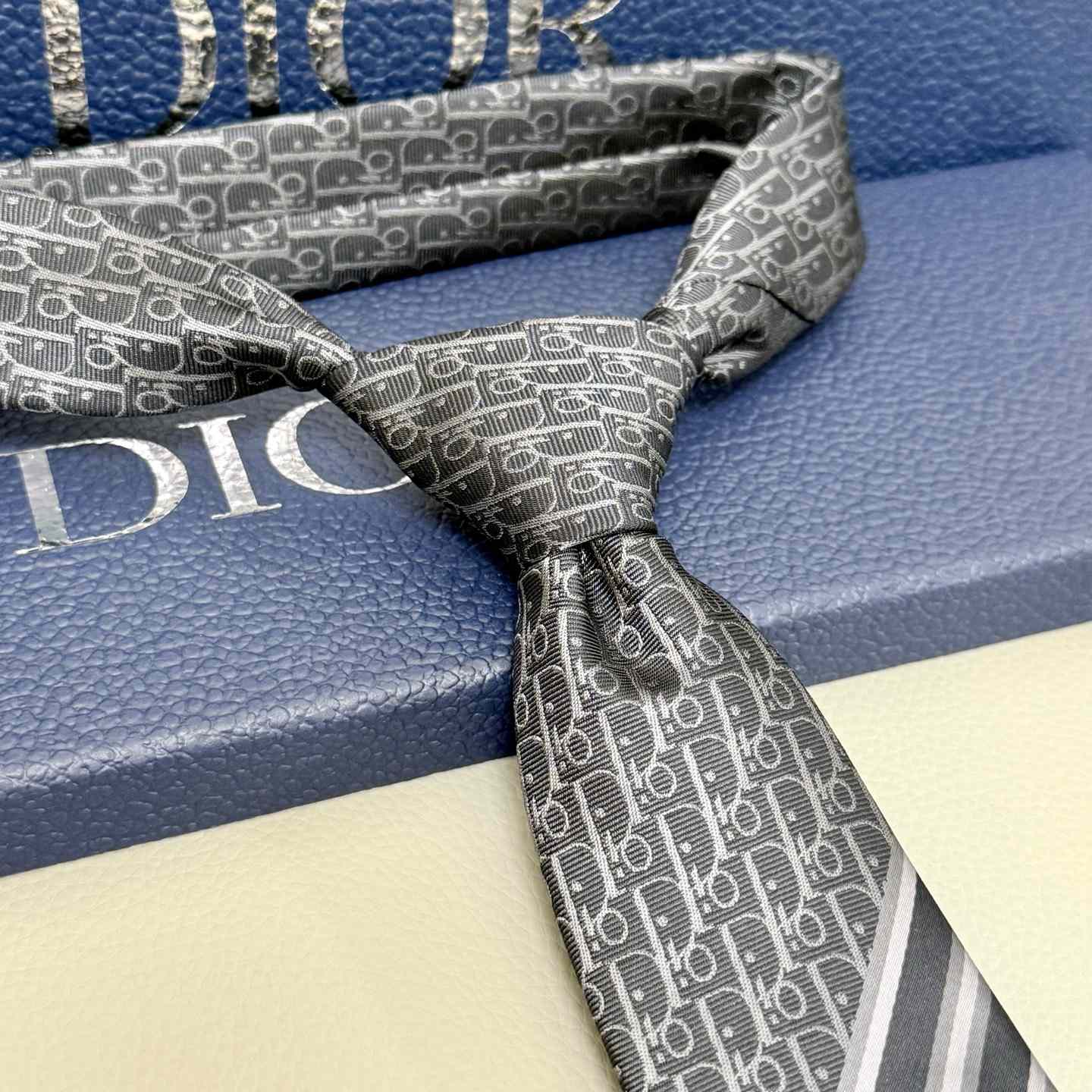 Dior Striped Dior Oblique Tie - DesignerGu