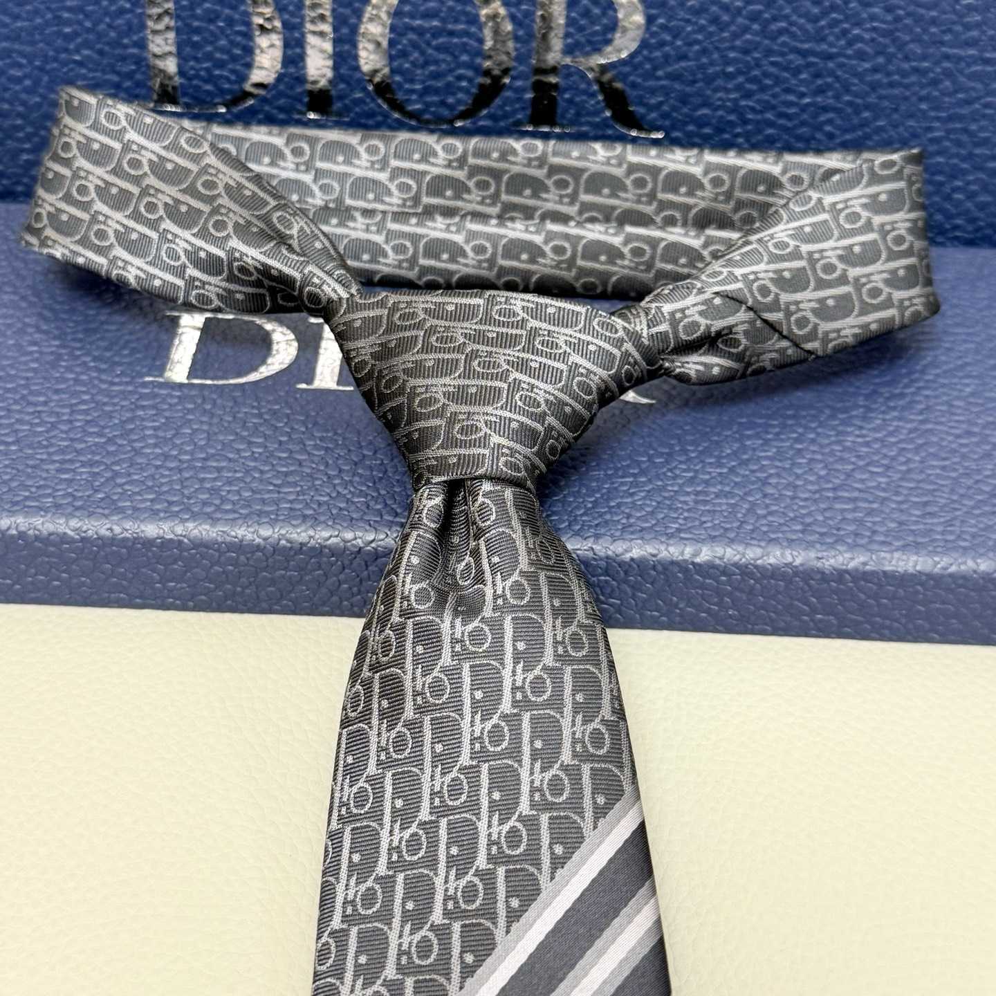 Dior Striped Dior Oblique Tie - DesignerGu