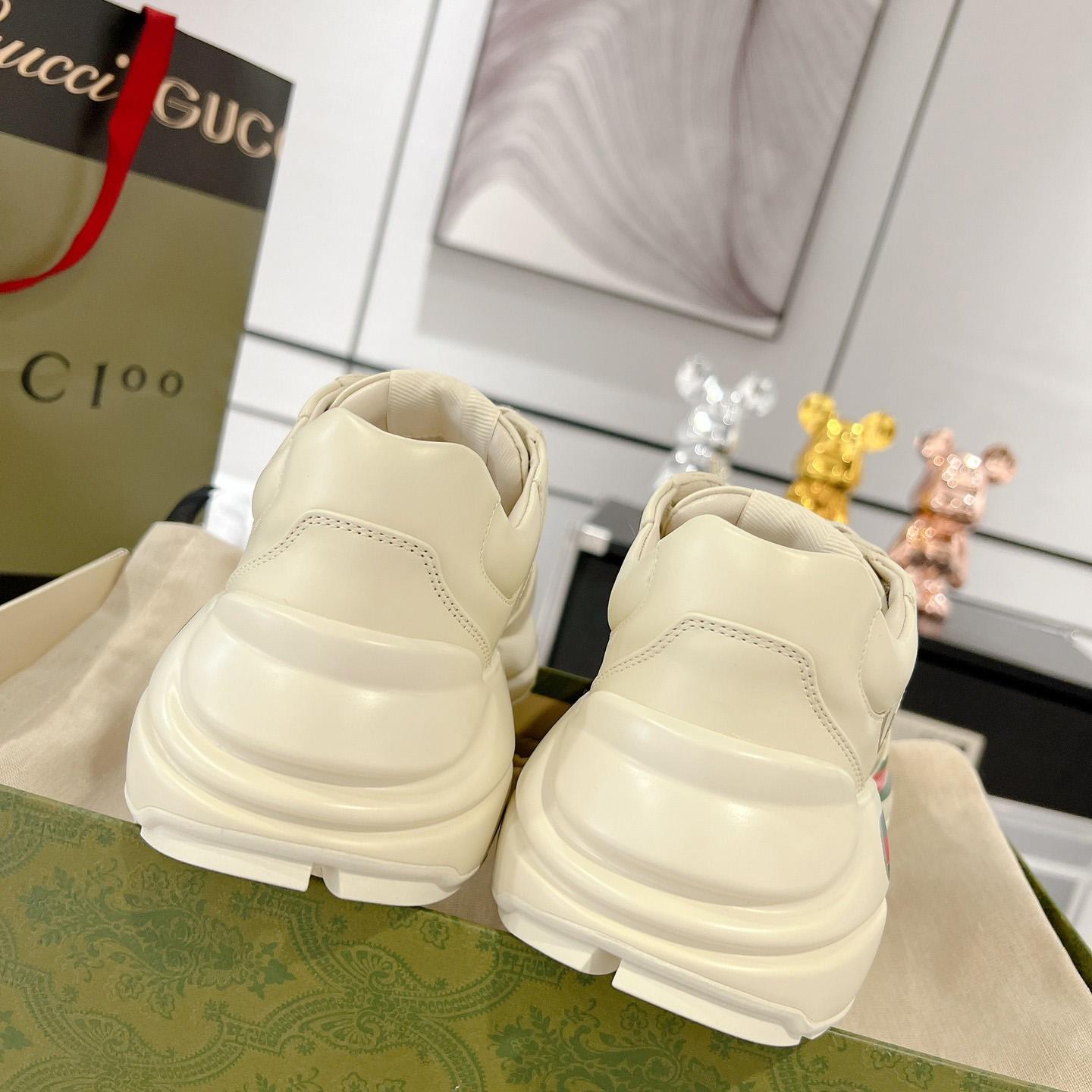 Gucci Rhyton Logo Ivory Leather Sneaker - DesignerGu