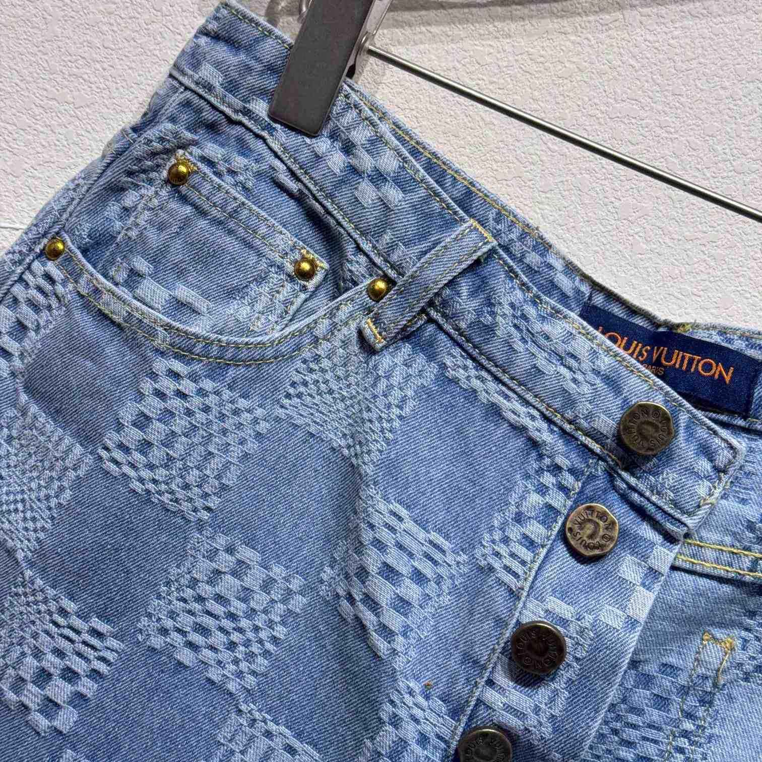 Louis Vuitton Damier Denim Shorts   - DesignerGu