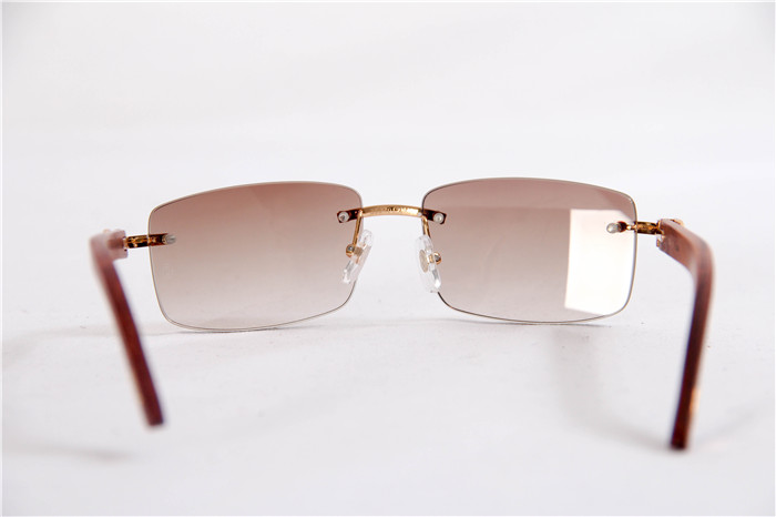 Cartier 3524012 Wood Big Lens Sunglasses In Gold Brown - DesignerGu