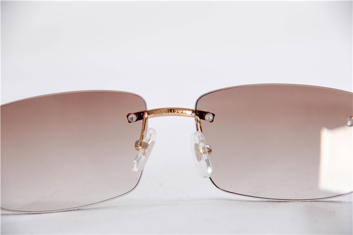 Cartier 3524012 Wood Big Lens Sunglasses In Gold Brown - DesignerGu