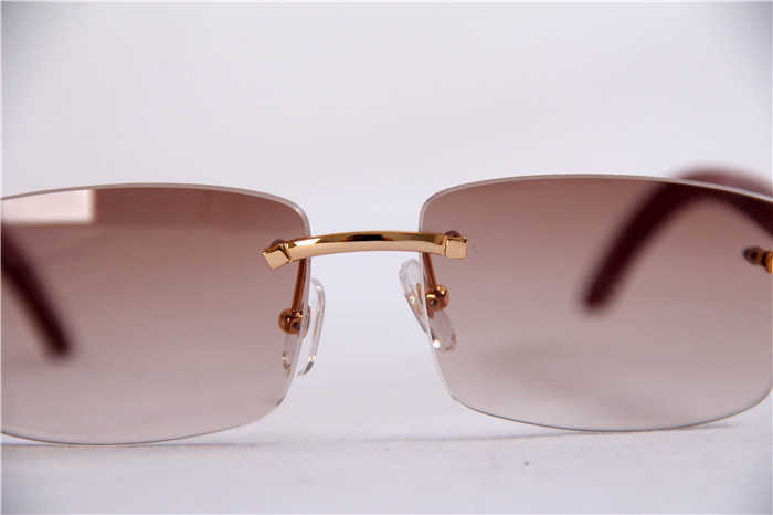 Cartier 3524012 Wood Big Lens Sunglasses In Gold Brown - DesignerGu