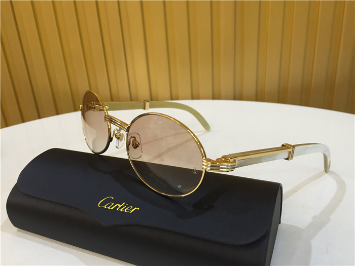 Cartier 7550178 55-22 White Curve Cattle Horn Sunglasses In Gold Brown - DesignerGu