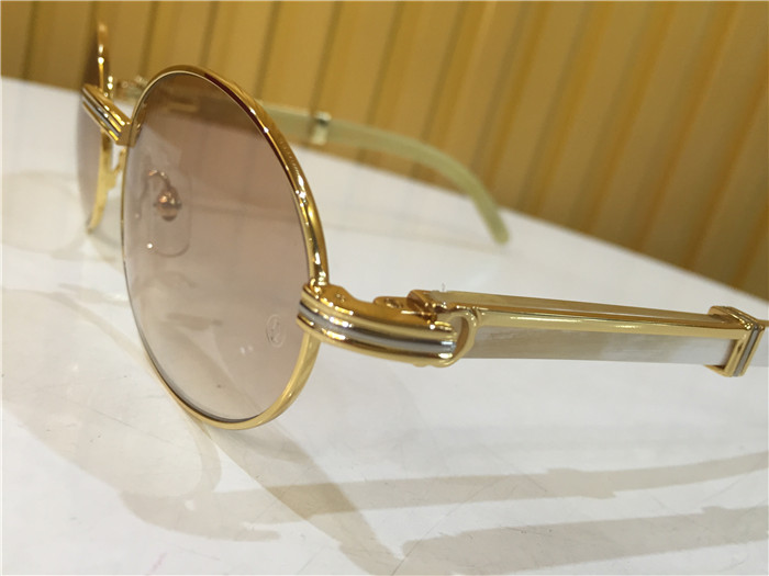 Cartier 7550178 55-22 White Curve Cattle Horn Sunglasses In Gold Brown - DesignerGu