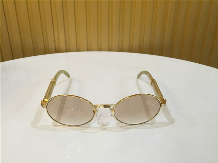 Cartier 7550178 55-22 White Curve Cattle Horn Sunglasses In Gold Brown - DesignerGu