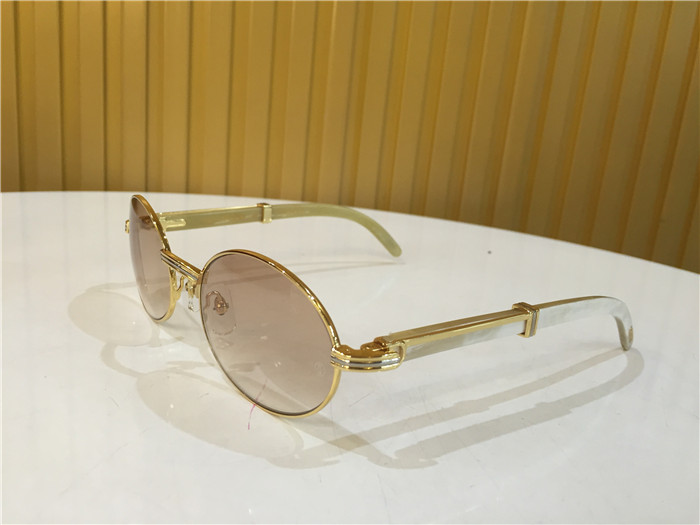 Cartier 7550178 55-22 White Curve Cattle Horn Sunglasses In Gold Brown - DesignerGu