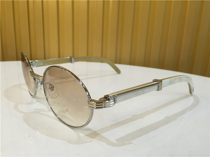 Cartier 7550178 55-22 White Curve Cattle Horn Sunglasses In Silver Brown - DesignerGu