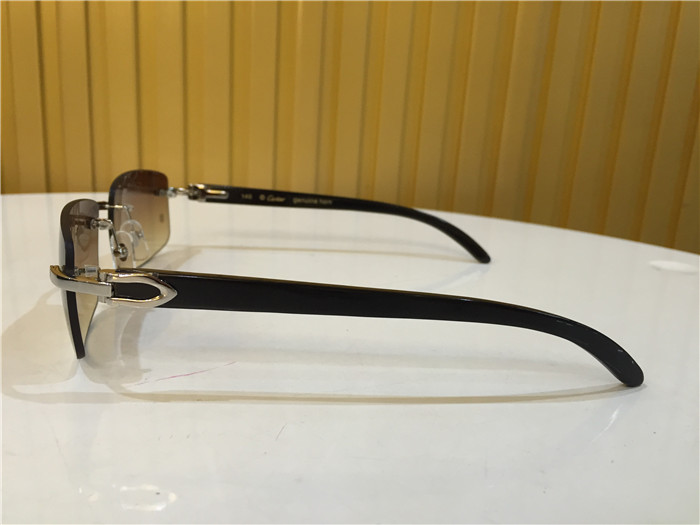 Cartier 3524012 Black Cattle Horn Eyeglasses In Silver - DesignerGu