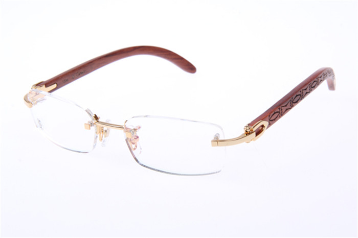 Cartier 3524013 Wood Eyeglasses In Gold - DesignerGu