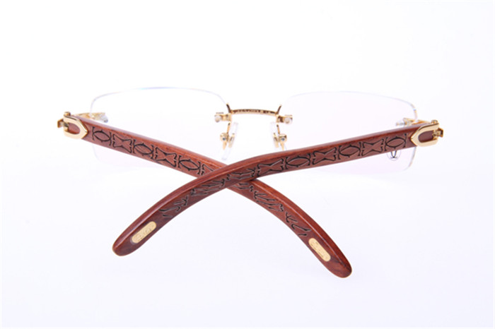 Cartier 3524013 Wood Eyeglasses In Gold - DesignerGu