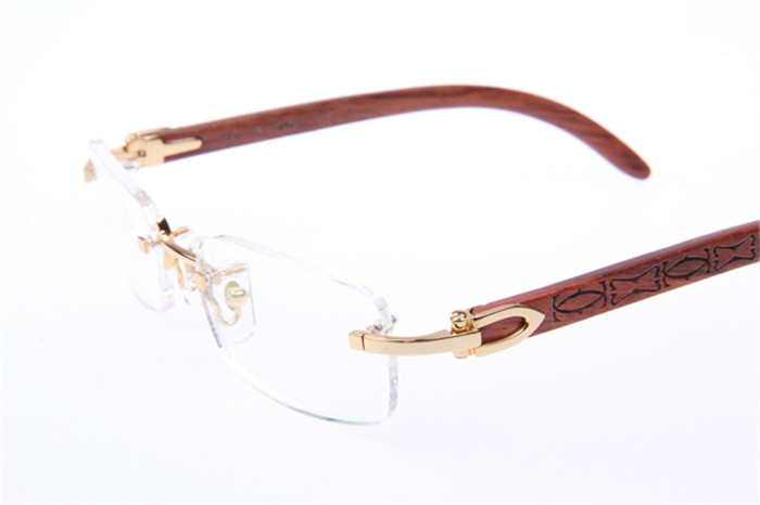 Cartier 3524013 Wood Eyeglasses In Gold - DesignerGu