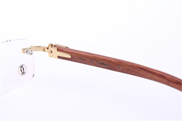 Cartier 3524013 Wood Eyeglasses In Gold - DesignerGu