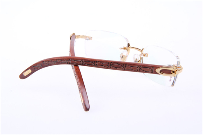 Cartier 3524013 Wood Eyeglasses In Gold - DesignerGu