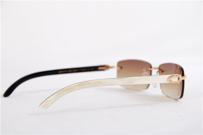 Cartier 3524012 White Buffalo Big Lens Sunglasses In Brown - DesignerGu