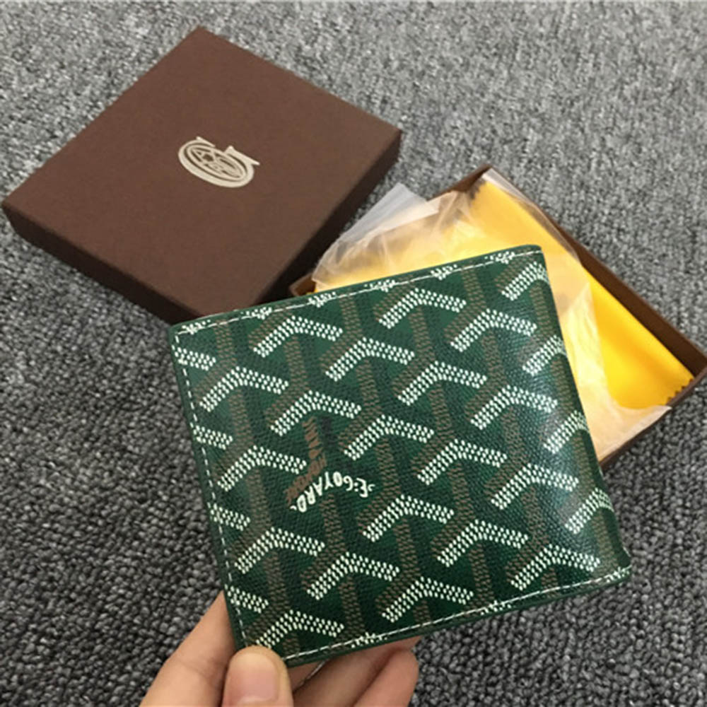 Goyard Short 6 Card Slots Billfold Wallet Green - DesignerGu