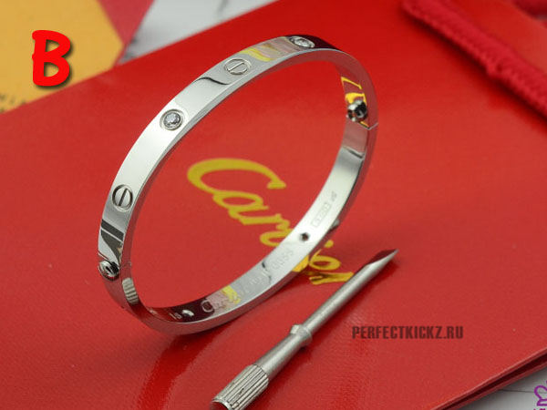 Cartier Classic Love Silver Bracelet With Diamonds - DesignerGu