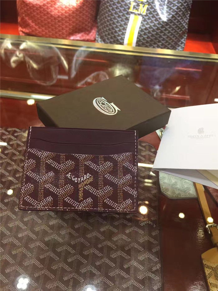 Goyard Card Holder Burgundy - DesignerGu