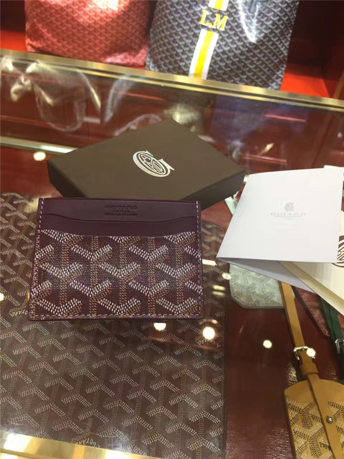 Goyard Card Holder Burgundy - DesignerGu