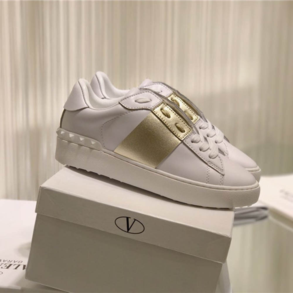 Valenti Open Low Top Golden Block Sneakers - DesignerGu