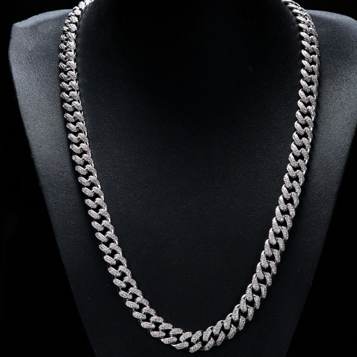 Miami Cuban Chain Cuban Necklace Bundle in White Gold - DesignerGu